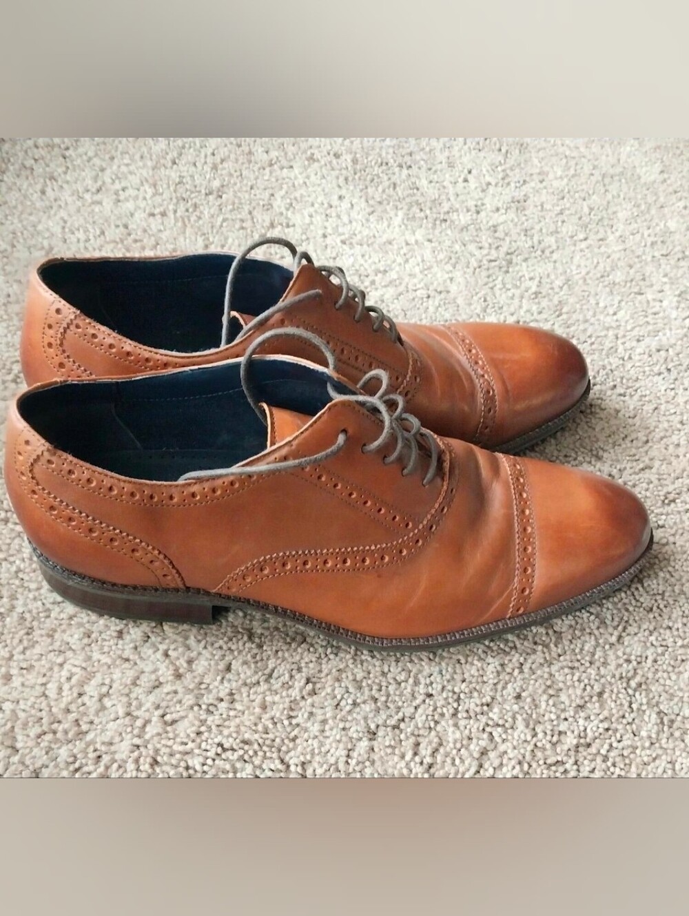 Cole Haan Men's Brown Leather Wayne Cap Toe Oxford Shoes 11.5